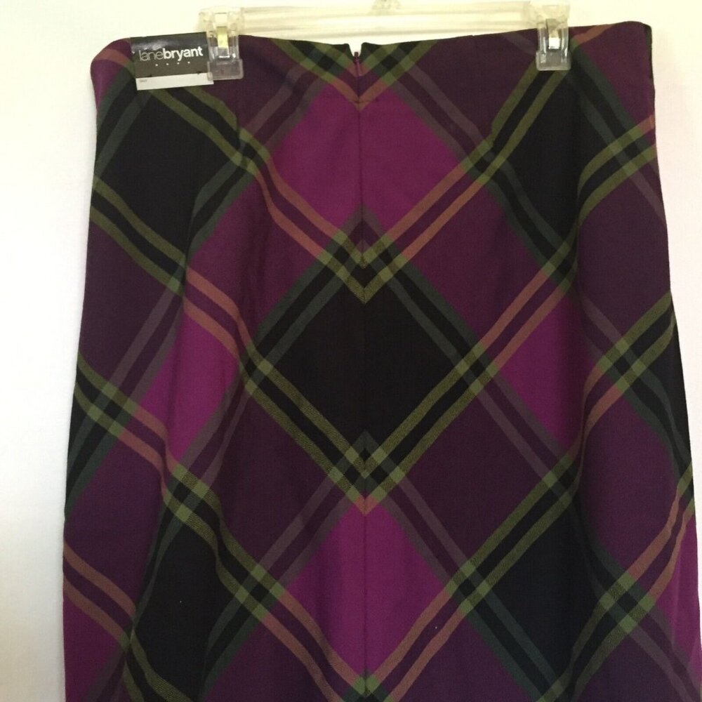 Lane Bryant Purple Plaid Skirt Size 16 Polyester/Spandex Womens Fashion